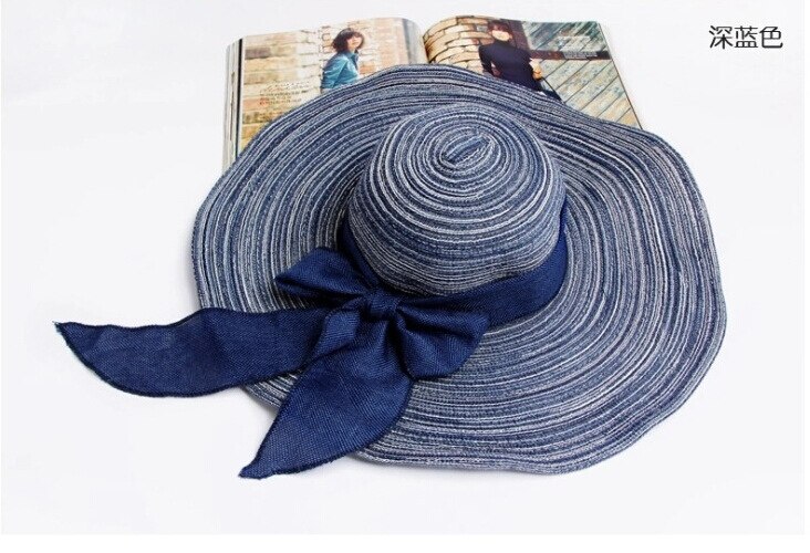 Koreansk stil kvinna solhatt för strandhatt med fjärilsbåge flytbar campinghatt för vandring: Svart