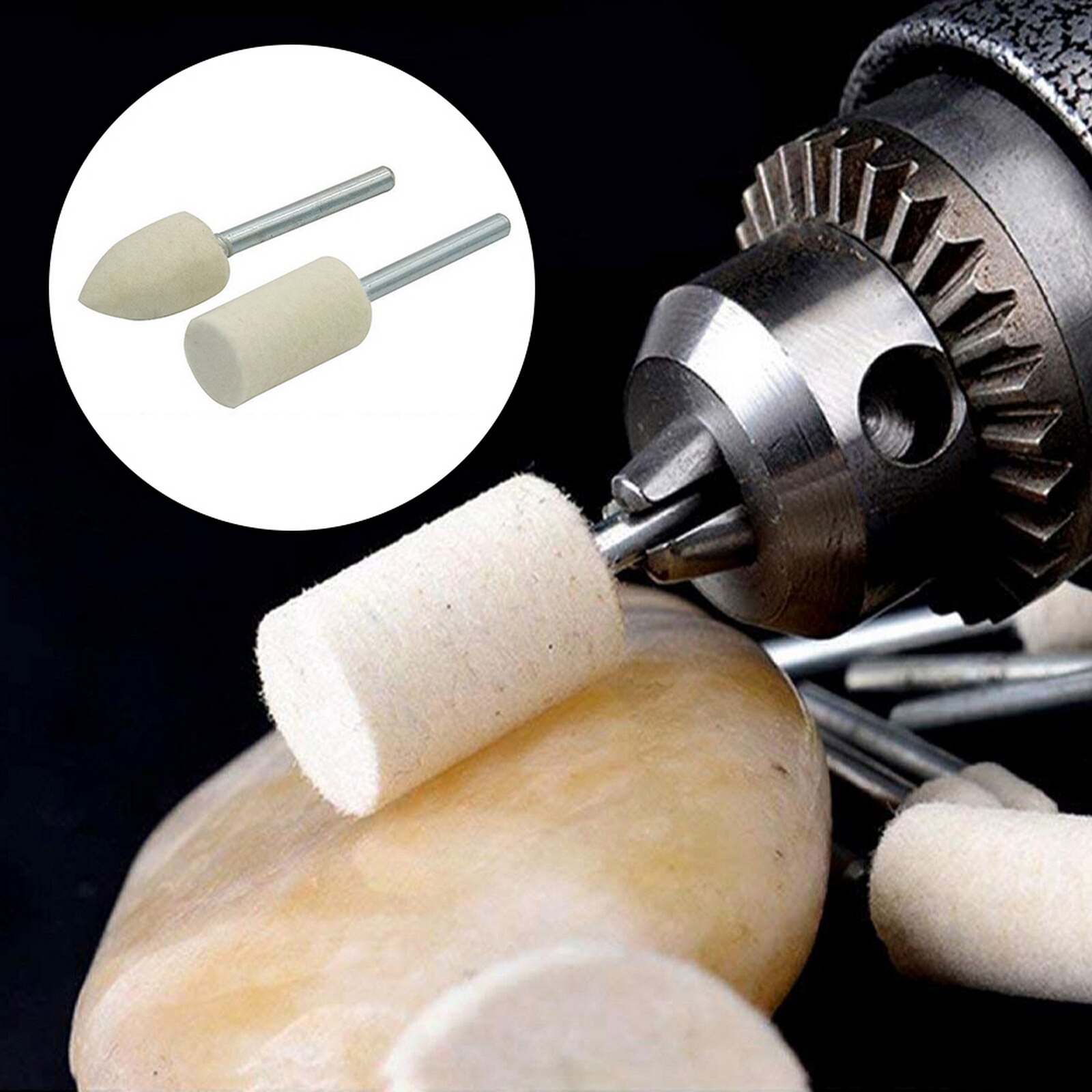 100Pcs Wool Felt Mounted Polishing Buffing Wheel OD 3-20mm Grinding Head for Dremel Drill Rotary Tool 3mm Shank
