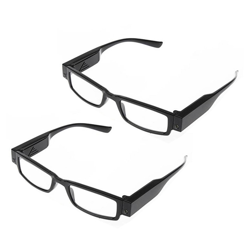 2 stk læsebriller førte nifying linse nifying til presbyopia sort, diopter  +3 & diopter  +3.5