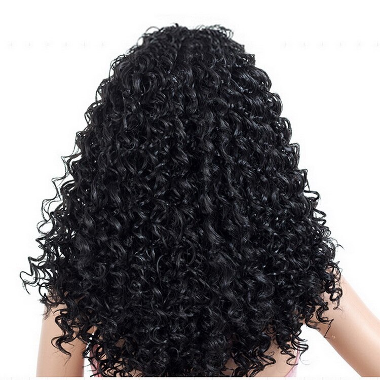 Yiyaobess 20 pulgadas marrón negro rojo Ombre pelo sintético medio largo Afro rizado peluca afroamericana pelucas para mujeres: Color negro natural