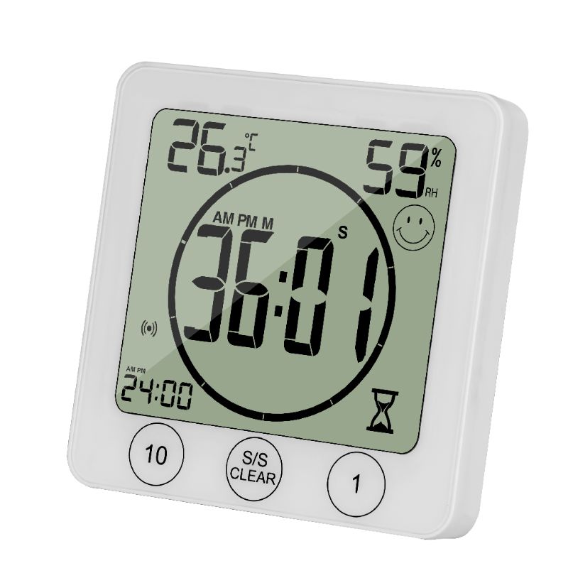 Lcd Badkamer Wandklok Temperatuur Vochtigheid Countdown Waterdichte Douche Timer