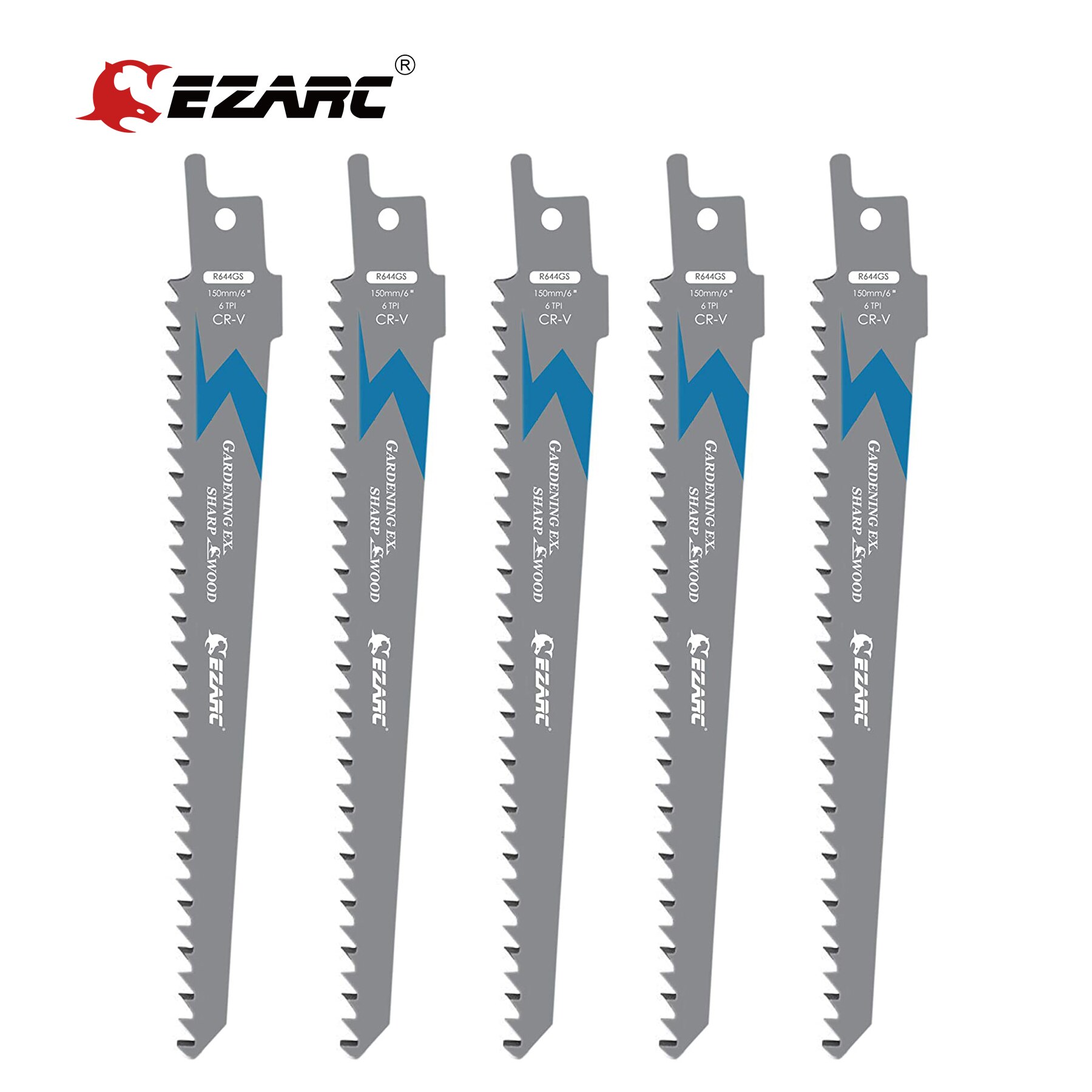 EZARC Wood Pruning Reciprocating Saw Blade Sharp Ground Teeth For Wood Fast Cutting 5TPI Parkside Multi Cutter Blade(5-Pack): Silver