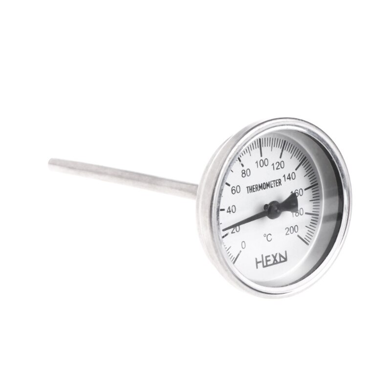 Stainless Steel 304 bi-metallic Thermometer 0-50~300 degrees, Probe length L=100, 1/4"PT Thread WSS-303: 200 degree