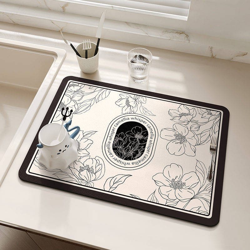 Super Absorbent Kitchen Dish Drying Mat Coffee Maker Mats Drain Pad Tableware Draining Pad Quick Dry Rug Dinnerware Placemat: 80x40 cm / Blue