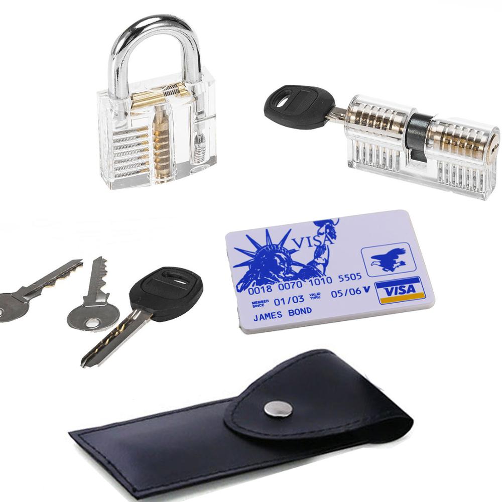 Lock Pick Praktijk Set, 2 stuks Transparante Lock voor Training, 15pcs Lock Tool en 5pcs Mini Pick Tool, Interessante Set voor Mannen