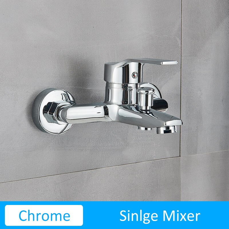 Quyanre Matte Black Bathroom Shower Faucet Bathtub Cold Water Mixer Tap Black Chrome Bathroom Shower Faucet Mixer Taps: Chrome Single Mixer