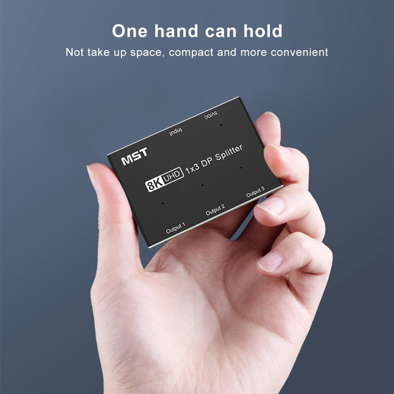 DisplayPort Splitter 1 in 3 Out 8K@30Hz 4K@144Hz DP 1.4 Switch Splitter MST SST Triple Adapter Hub for DisplayPort 1x3 Port