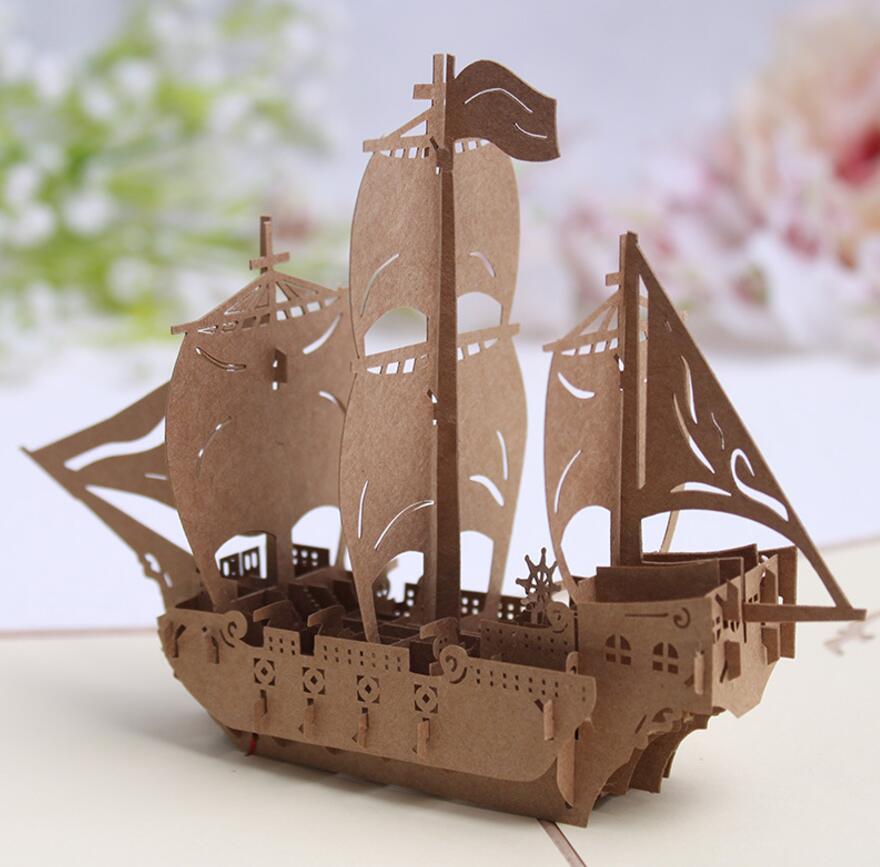 Bateau à voile de 10 pièces | Carte d&#39;invitation Pop UP 3D, Kirigami Origami, pour mariage, de fête d&#39;anniversaire, fait à la main