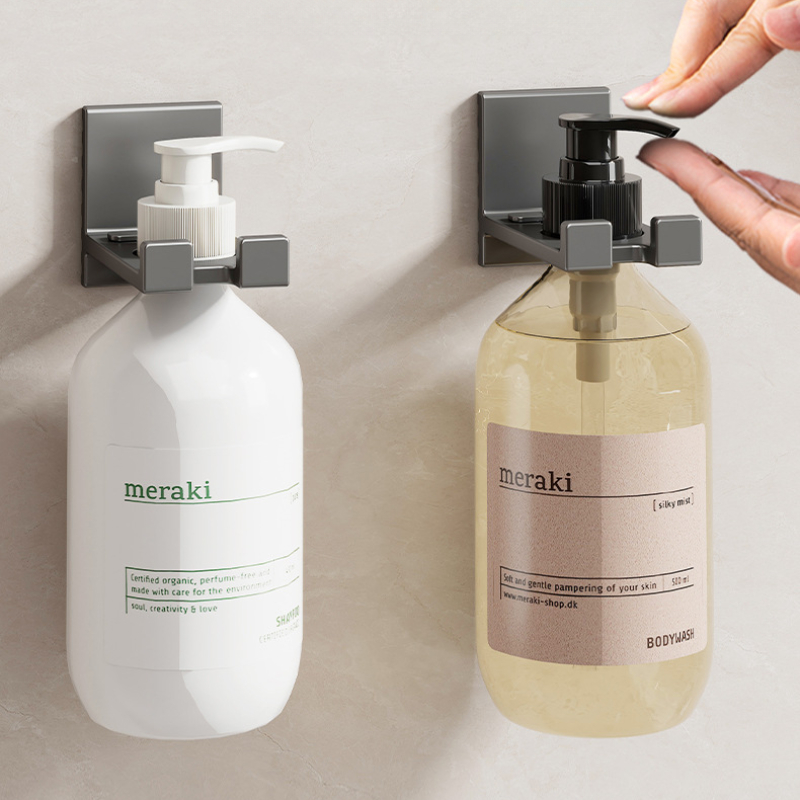 Universele Ponsvrije Douchegel Flessenrek Wandmontage Verstelbare Shampoo Fles Metalen Houder Handzeepdispenser Haak