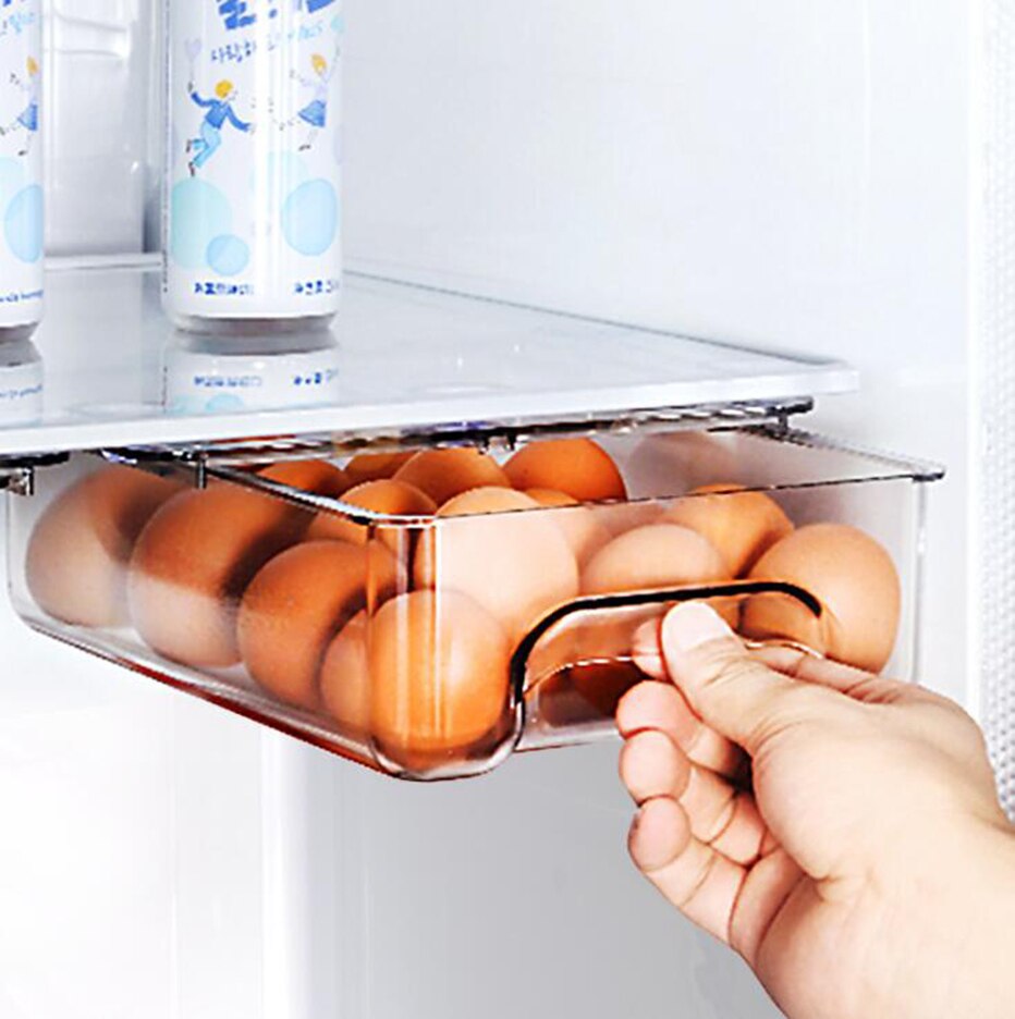 Suction Fridge Organzier Container Food Eggs Storage Rack Movable Hanging Refrigerator Freezer Shelf Pull-out Drawer Rack