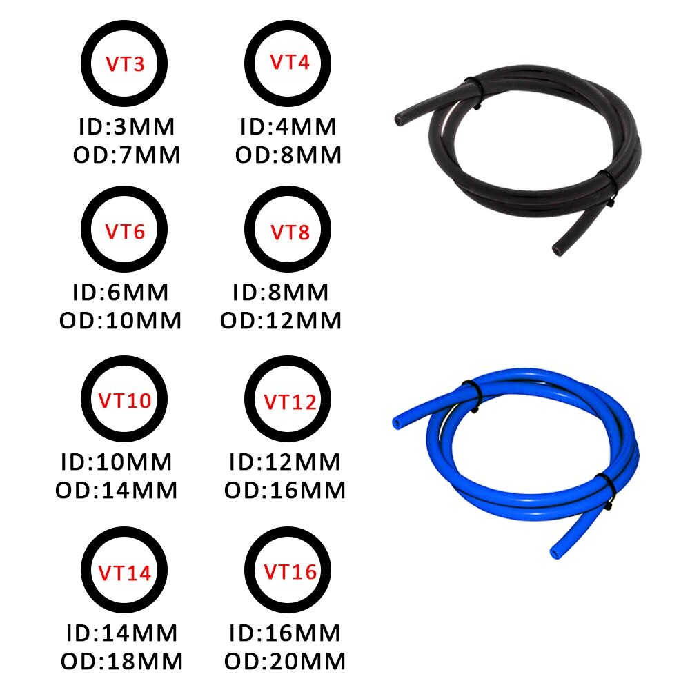 2M Lengte Siliconen Vacuum Tube Slang Silicon Tubing 3/4/6/8/10/12/14/16Mm Zwarte Auto Onderdelen Universele