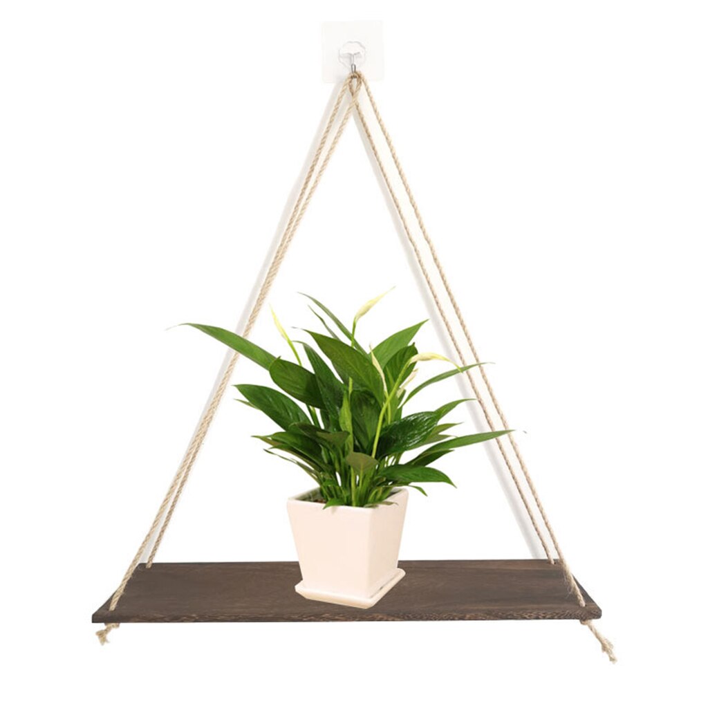 Hængende væghængte hylder træ svævende hylder rack plante potte hængende hylde