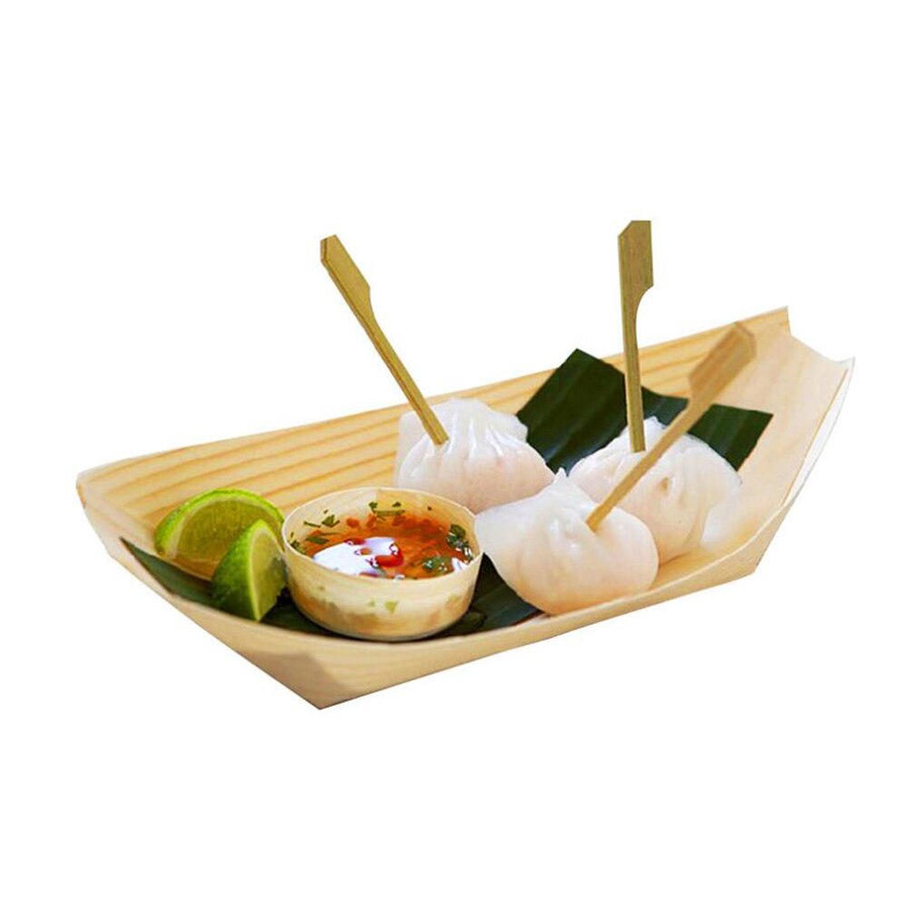 Food Tray Wooden Disposable Food Serving Tray Snack Tray for Food Trucks Restaurants Caterers: Picture 1Size 1