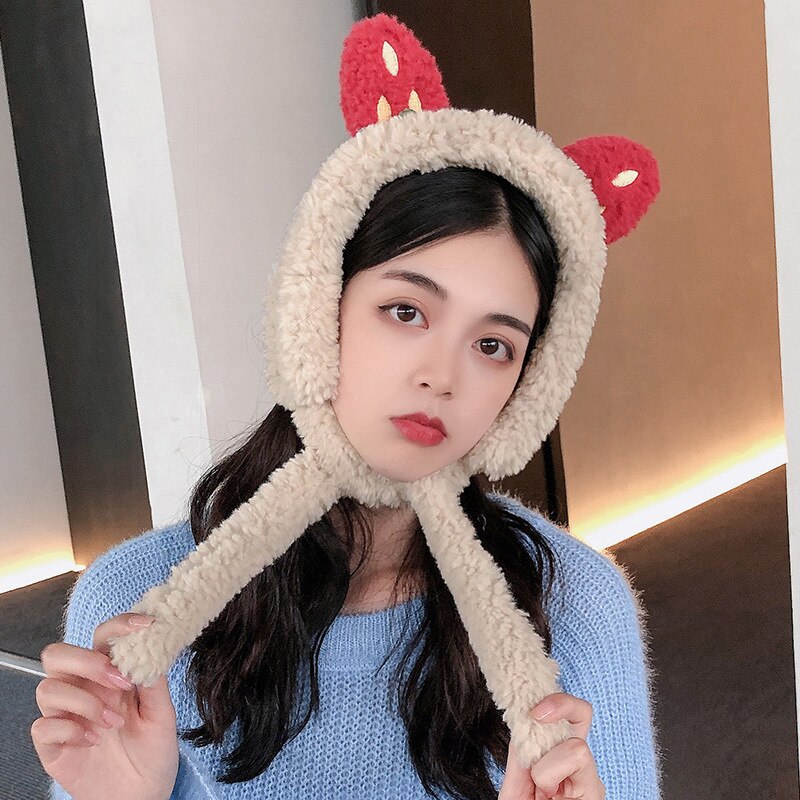 Strawberry Ear Earmuffs Warm Female Autumn Winter Warm Plush Sweet Lovely Head Wear Headwear Protection Ear Hair Belt Earmuffs