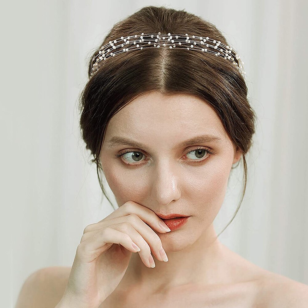 Zmhp 28 bruidstiara kralen bruids bruidshaaraccessoires parel bruidshoofdband bruidshaarsieraden bruidshaarband