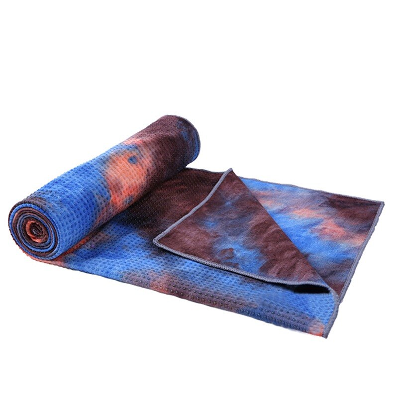 Gimnasio nadar antideslizante Toalla de La Yoga de viajes Deporte Fitness Ejercicio de Yoga Pilates Mat Tie-dye impreso Yoga Mat 183x63cm: Beige