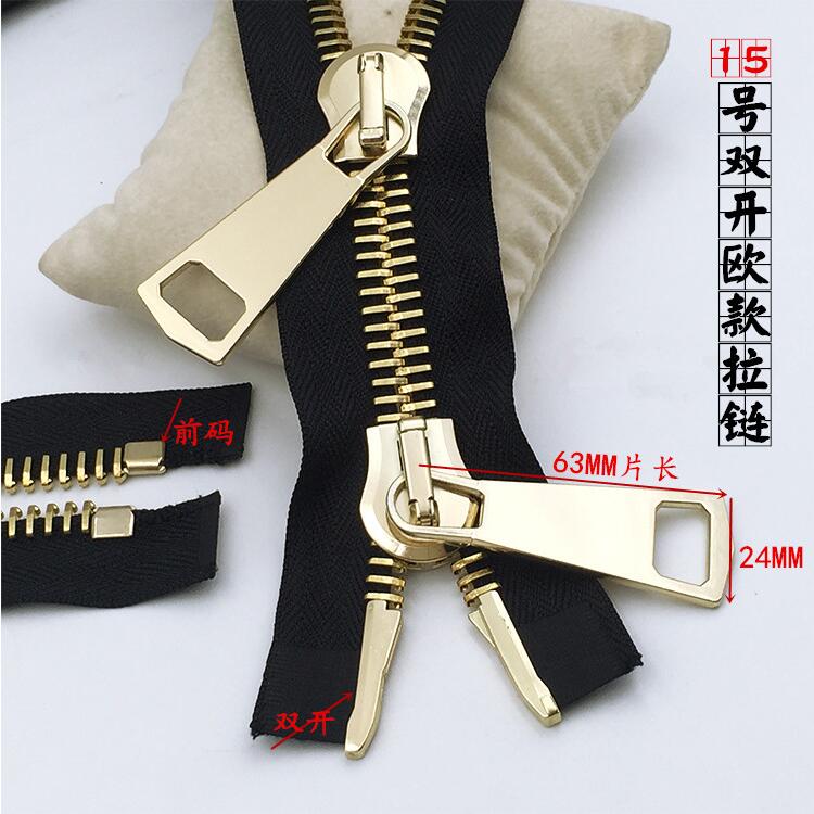 big zipper 15# metal double sliders zipper down jacket coat two way zipper 1piece 70cm 85cm 100cm black white pocket zip: 1 / 70cm