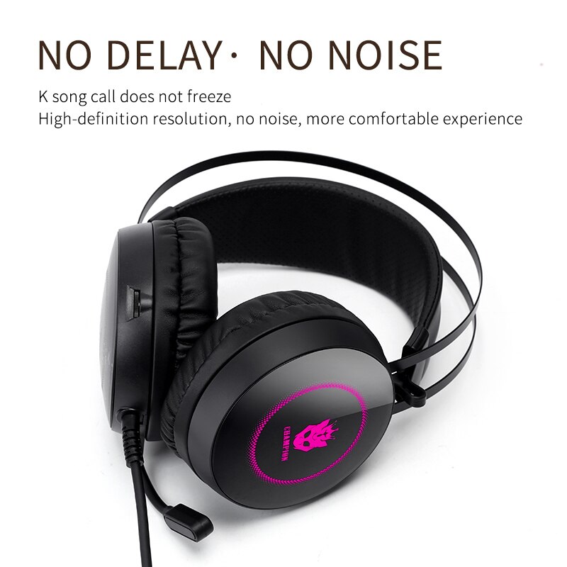 7.1 Stereo LED Gaming Headset For Laptop, Over Ear Wired Gamer Headphone with Microphone PC Computer Phone Tablet Helmet