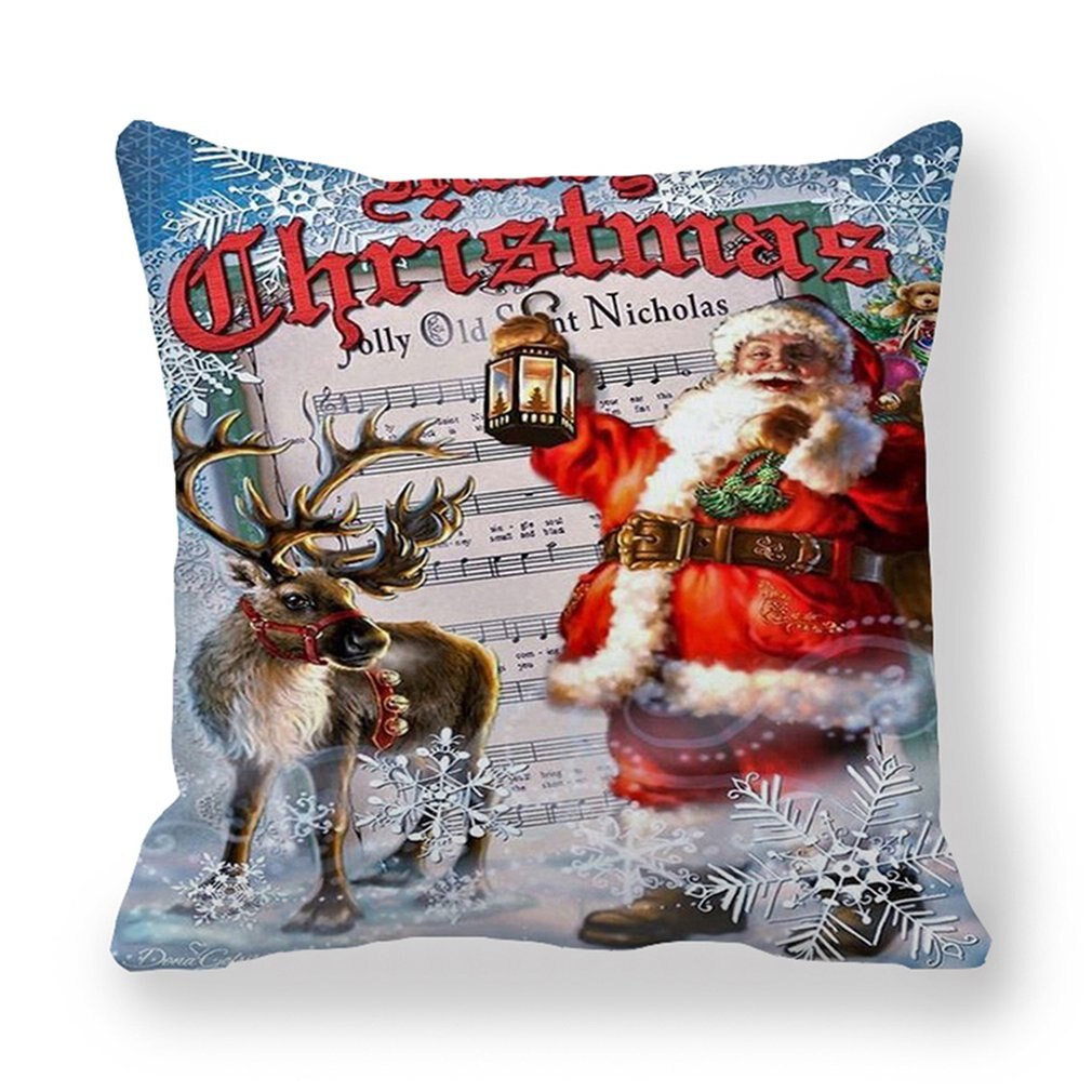 1 pièces taie d'oreiller père noël imprimer vieil homme canapé-lit décor à la maison taie d'oreiller chambre housse de coussin joyeux noël 44x44 Cm: 3