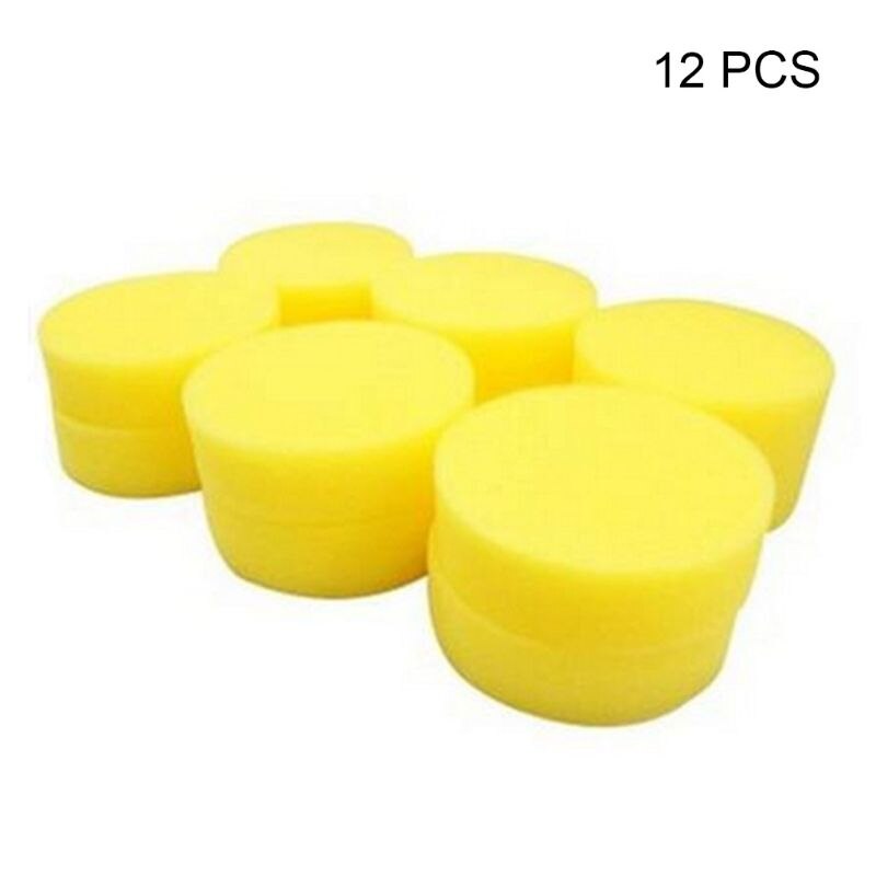 12 Stuks Geel Polish Wax Ronde Foam Sponzen Scratch Gratis Applicator Auto Pads