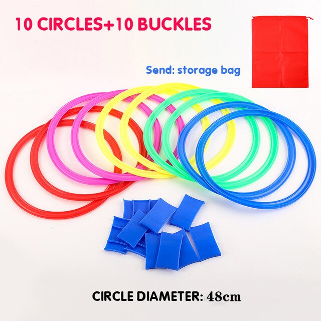 Kinderen Games Hopscotch Jump Rings Set Kids Zintuiglijke Spelen Indoor Outdoor Met 10 Hoepels En 10 Connectors Training Sport Speelgoed: 10 Circles (48cm)