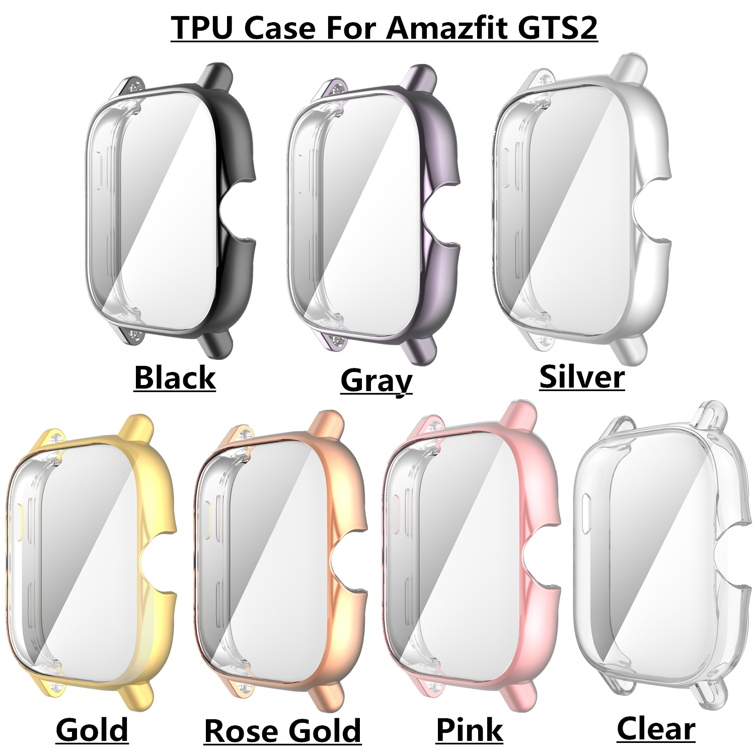 Funda protectora de TPU para Amazfit GTS 2/2e/3/4, funda protectora de pantalla para Huami Amazfit Bip U/GTS 2 Mini, carcasa protectora para reloj