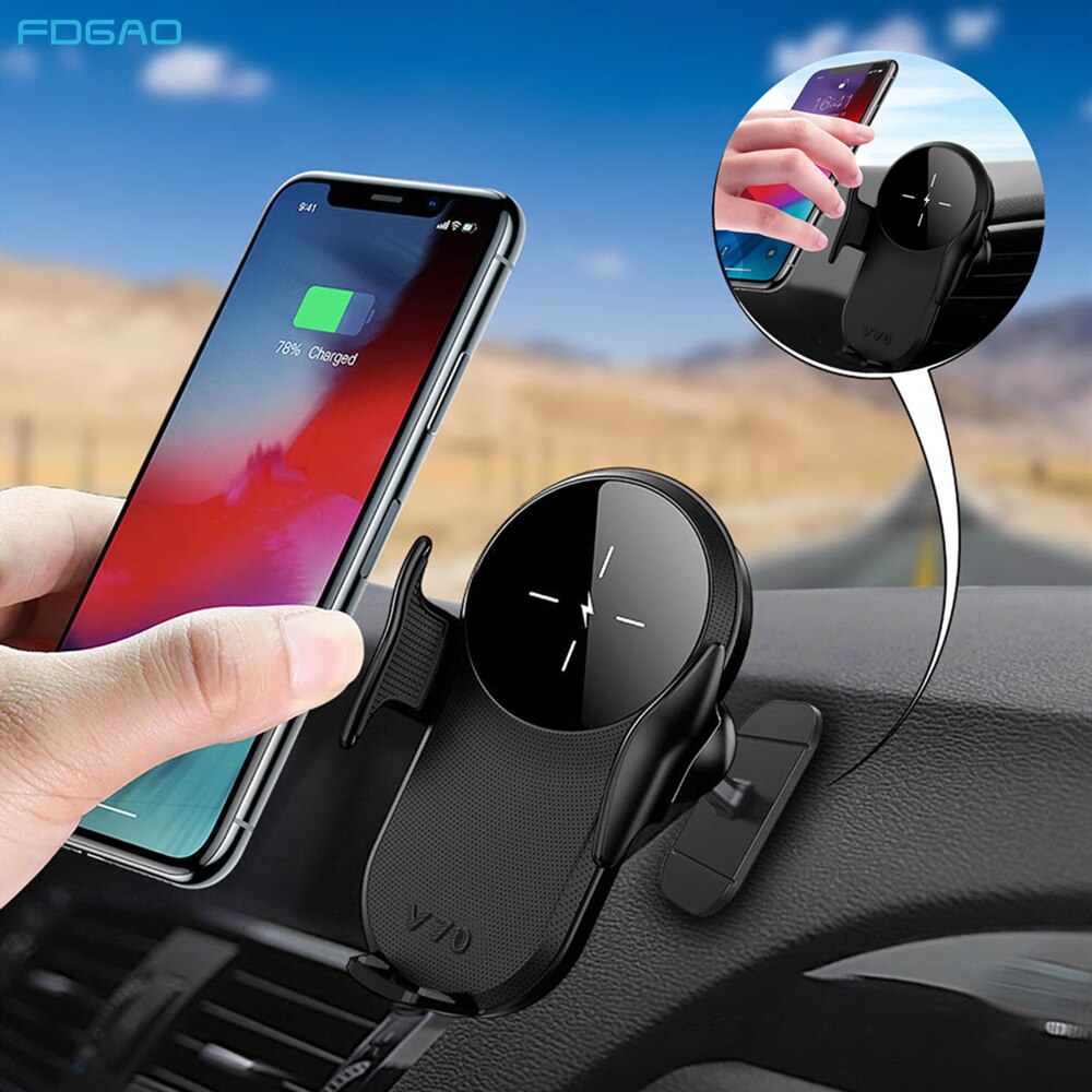 Cargador inalámbrico automático para coche de 15W para iPhone 11 XR XS Max soporte de ventilación para Samsung S20 S10 Xiaomi 10 9 Huawei Mate 30