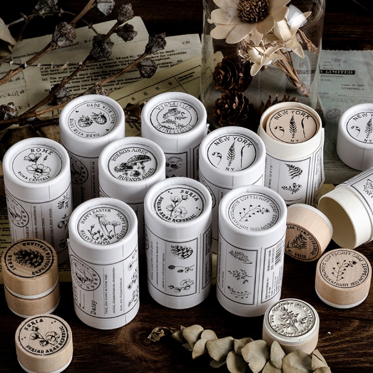 Retro Postmark Series Plant decoration stamp wooden rubber stamps for scrapbooking stationery DIY craft standard stamp