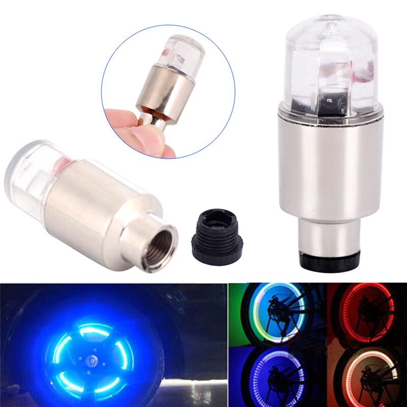 2Pcs Neon Led Lamp Flash Tyre Wheel Valve Cap Light Voor Auto Fiets Motorfiets