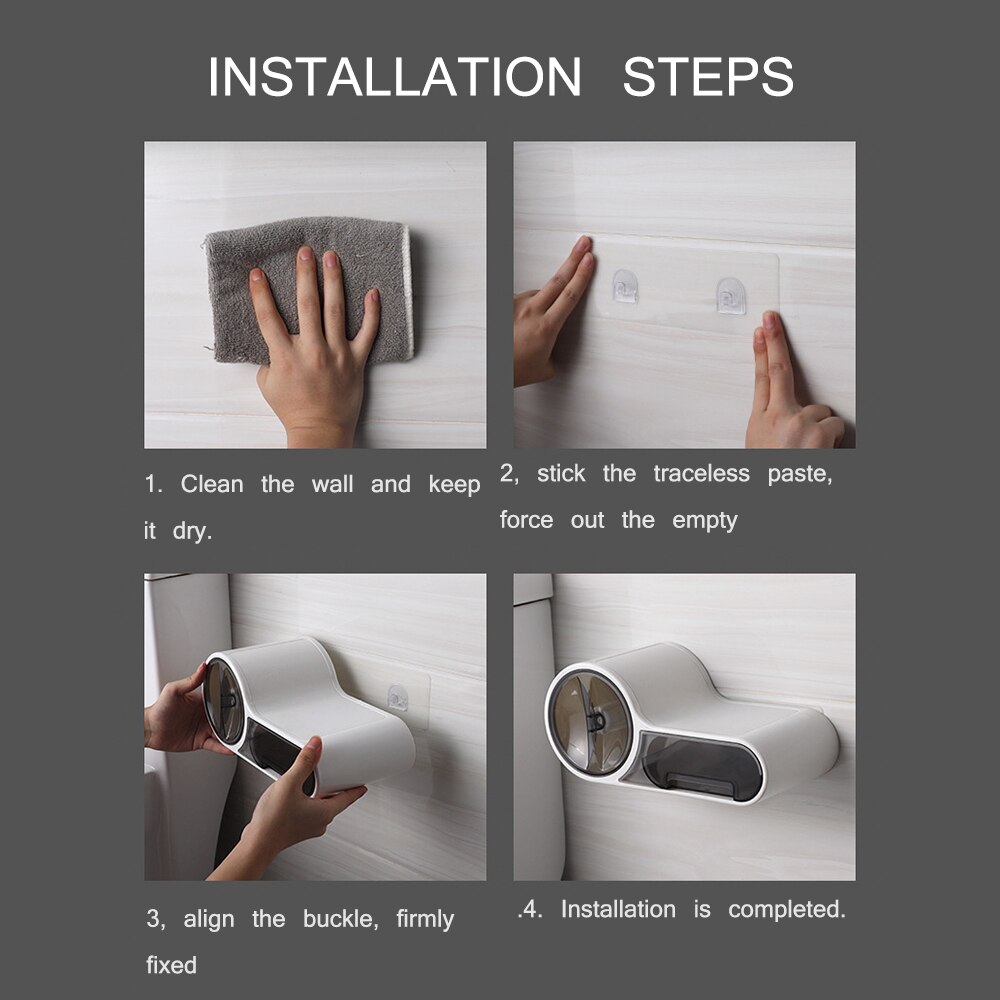 Badkamer Toiletrolhouder Tissue Doos Plastic Wc Dispenser Wall Mounted Roll Papier Opbergdoos Gratis Ponsen