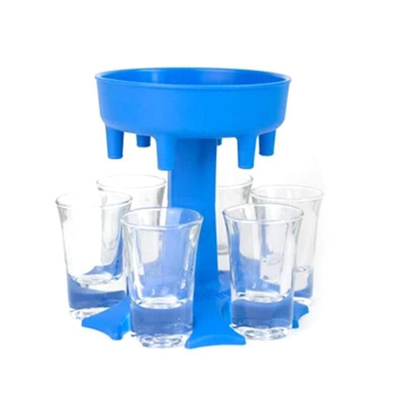 6 Shot Glass Dispenser Holder Wine Whisky Beer Dispenser Rack Bar Accessories Caddy Liquor Dispenser Party Games Drinking Tools: Blue