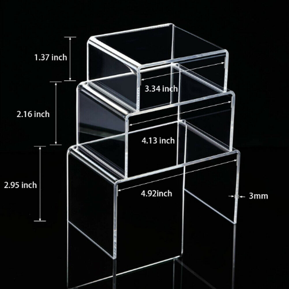 3 stk. klart akryl display stativ hyldeholder vindues counter display smykker montre