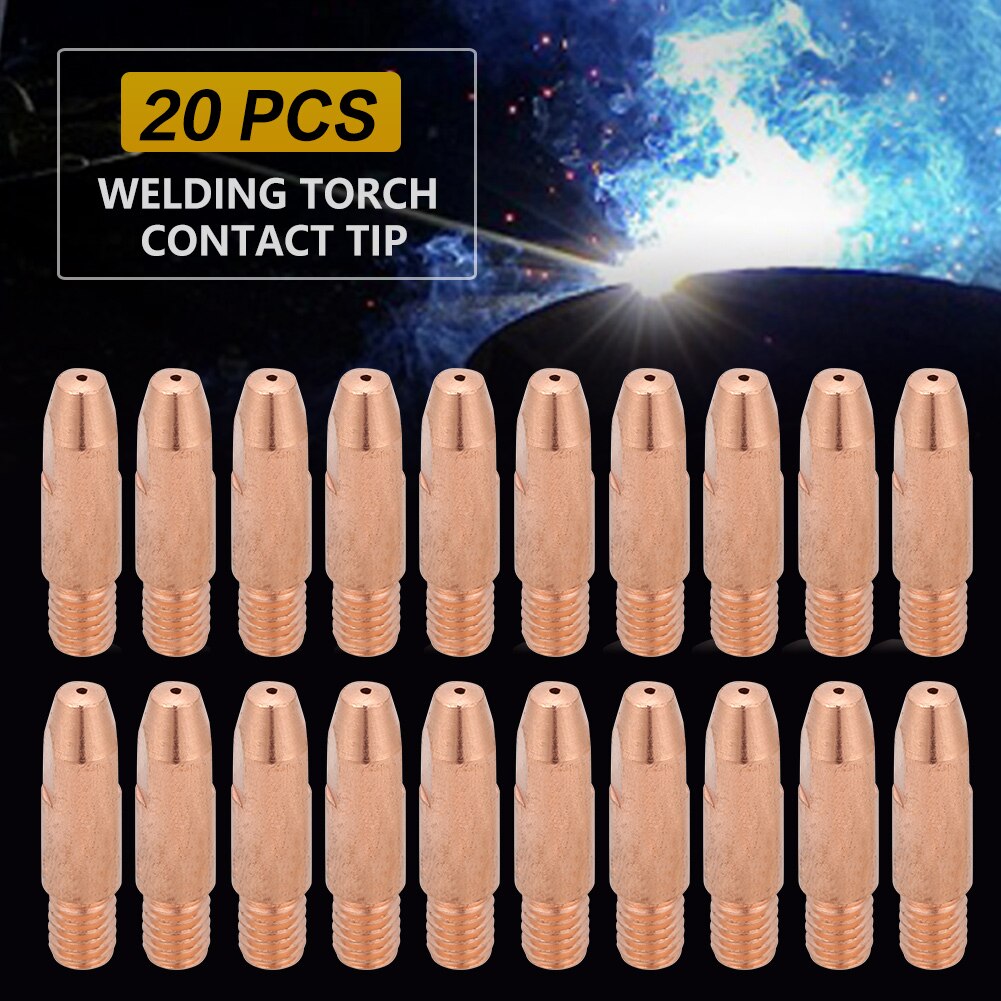 20 stuks koperen contactpunten  m6 voor binzel 24kd mig/mag lasmondstukken toortspunt voor binzel gasmondstuk