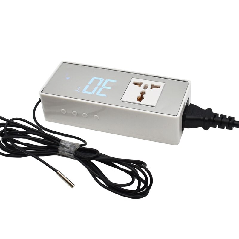 AC100-240V cyfrowy termostat czujnik wyświetlacz LCD regulator temperatury termoregulator na ogrzewanie chłodzenie: WHITE