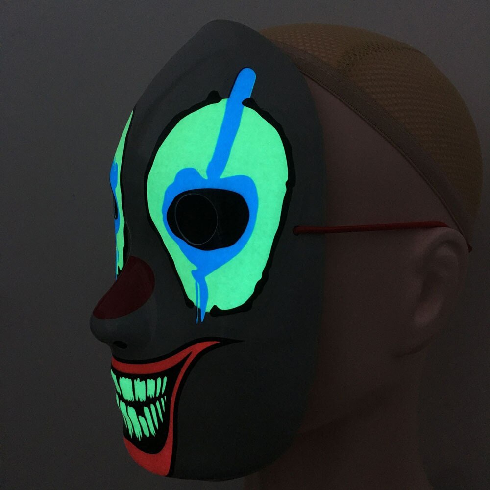 Clown LED Mask Halloween Party Mask Neon Light Up Luminous Wire Purge Scary