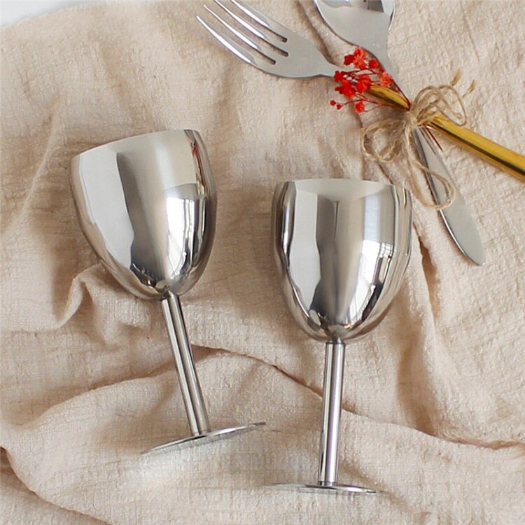 Copas de vino de acero inoxidable, accesorios para Bar, copas de champán de Metal brillante para de boda, copa de vino tinto, Copas de Brandy, 1 Uds.
