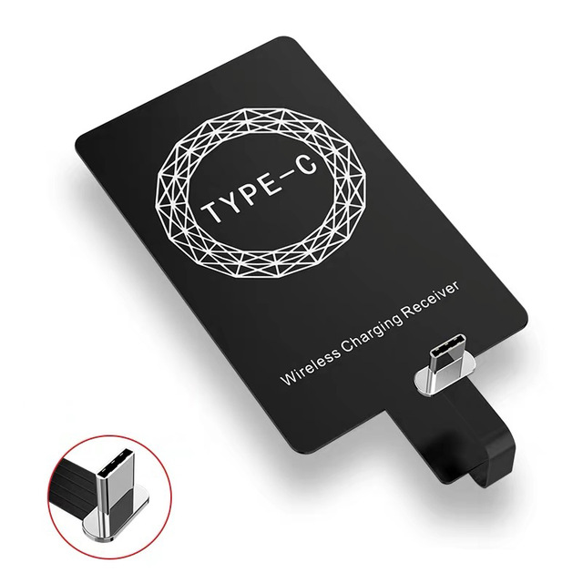 Receptor de carga inalámbrica Qi, adaptador de carga inductivo para iPhone 7,6,5, Samsung, Huawei tipo c, micro usb, conector básico Qi C: for typec