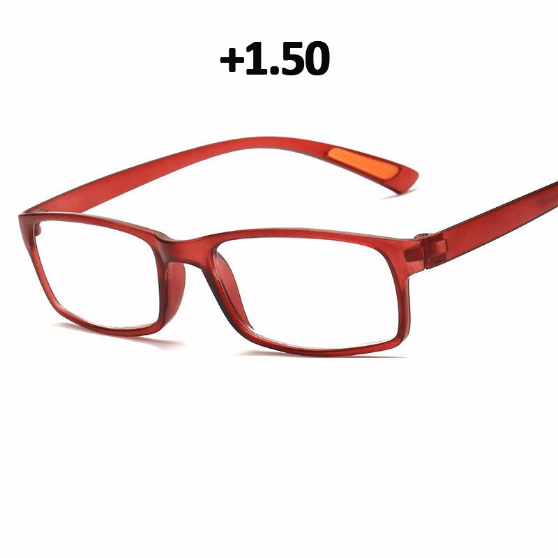 Seedfly  tr90 ultralichte leesbril voor dames, flexibele presbyopiebril, dioptrie 1.0, 1.5 2.5 4.0, heren, zwart, hyperopiebril: Rood 150