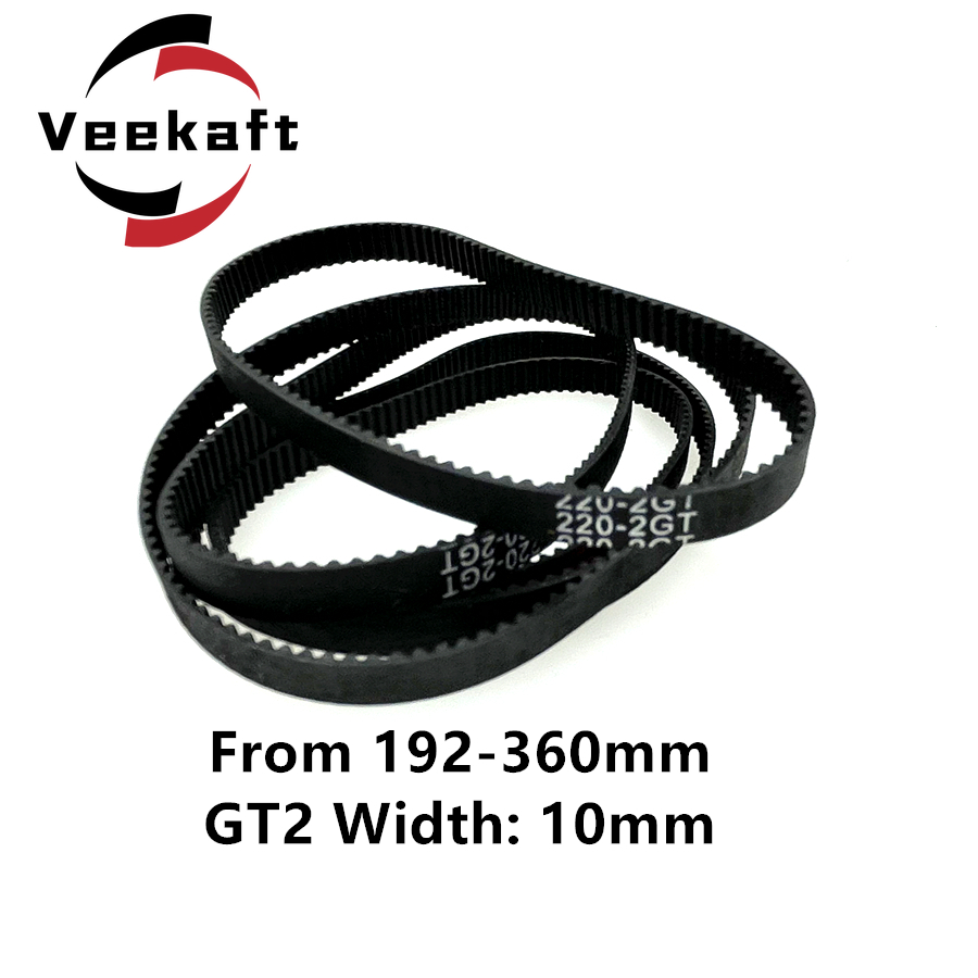 3D Printer Parts GT2 10mm Closed Loop Rubber Timing Belt 192 200 202 220 232 240 250 260 280 294 300 320 340 350 360mm 2GT 1pcs