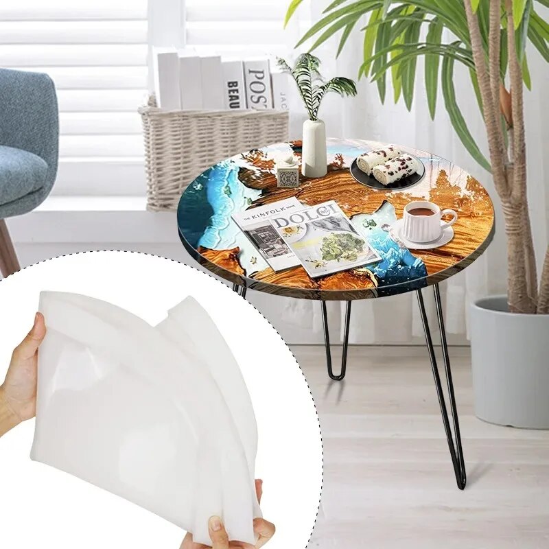 60cm oceano grande redondo retângulo mesa resina molde oversize mesa redonda ornamentos rio mesa molde de silicone fundição de resina fazendo