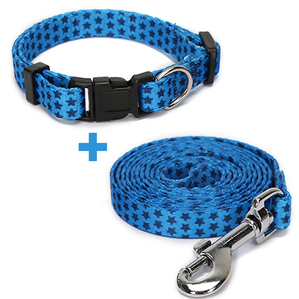 Blauwe Hond Kraag Leash Set Verstelbare Honden Halsbanden Met Leash Voor Small Medium Honden Gestreepte Pet Halsbanden Riemen Set Pitbull pug