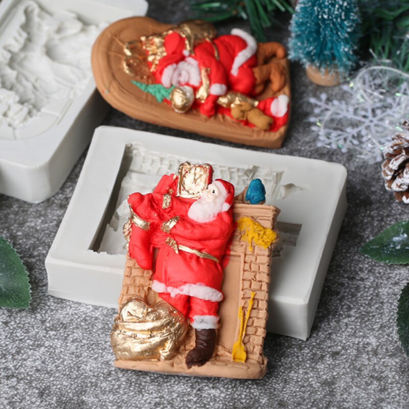 Christmas Santa Claus Molds Fondant Cakes Decor Tools Silicone Molds Sugarcraft Chocolate Baking Tools For Cakes Gumpaste Form