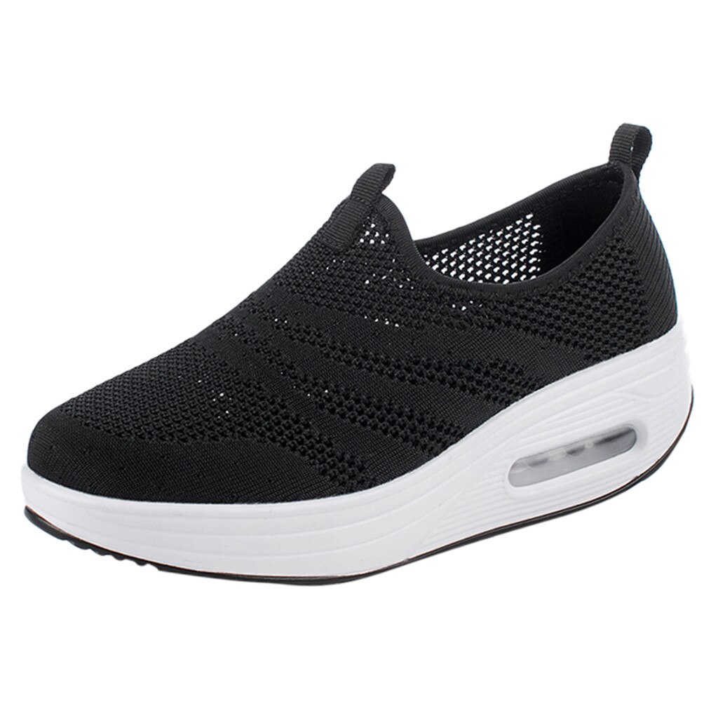 Mode Vrouwen Mesh Ademend Slip Dikke Zolen Schommelstoel Outdoor Platform Casual Wandelschoenen Sneakers Zapatillas Mujer # g4: Black / 8