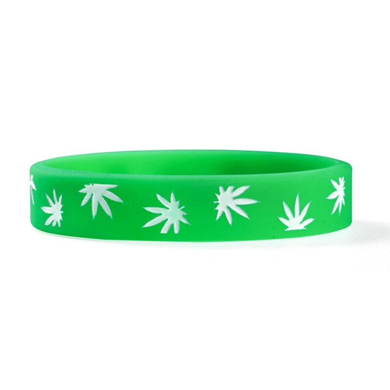 Unisex Leaves Printed Silicone Bracelet Bangles Unisex Rubber Wristband Jewelry: GR