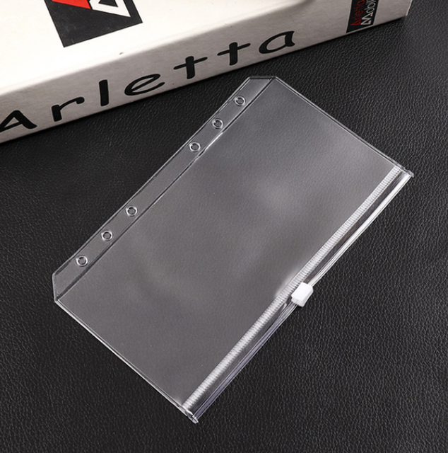 10PCS Plastic A5 Ring Binder Inserts Refill Pocket 6 ring Binder A5 A6 Sleeves Binder Pocket with Zipper: A6 Size C 10pcs