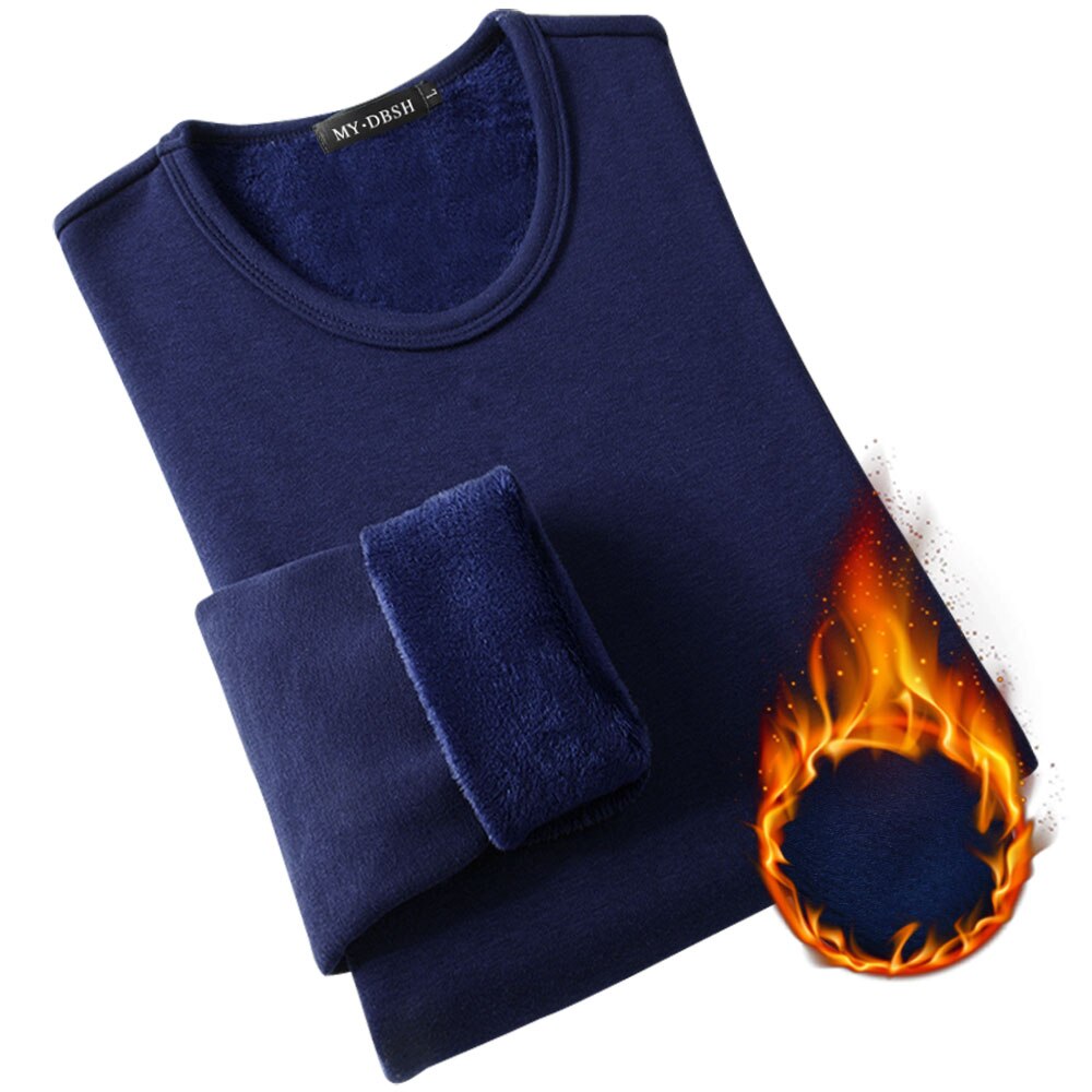 Vrouwen Winter Slim Fit T-shirt Lady Dikke Thermische T-shirts Warme Fluwelen T Shirts Vrouwen Lang Ondergoed Plus size Tops 4XL: L / O-Navy