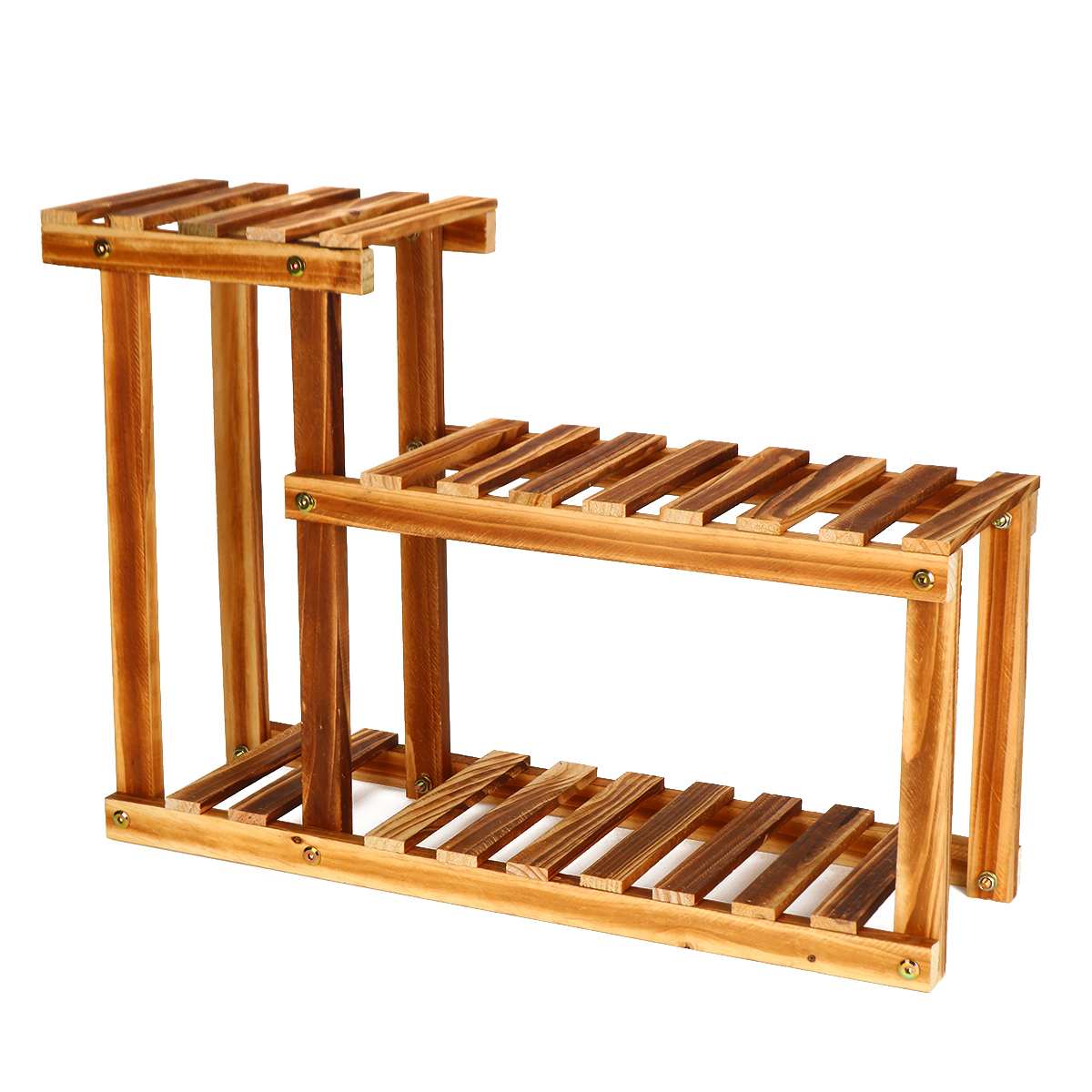 Multi Tier Flower Plant Holder Stand Rack Wood Shelves balcony flower rack Plant stand Garden Bonsai Display Shelf: Orange