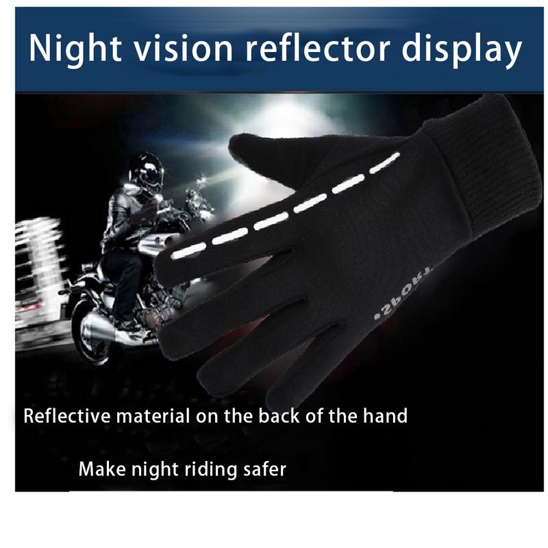 1 Pair Cycling Anti-skid Touch-screen Winter Spring Sports Thermal Gloves Men And Women Grab Velvet Thin Reflective Gloves