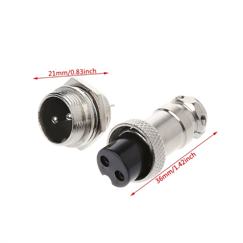 GX16 Stecker männlich & weiblich Draht Tafel Metall Stecker 2/3/4/5/6/8/9 Stift 16mm: 2 Stift