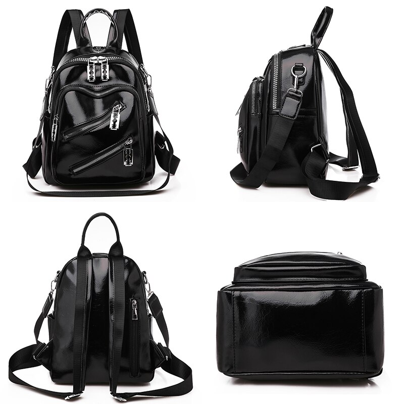 Yabeishini Hoge Capaciteit Dubbele Rits Lederen Rugzakken Tassen Voor Vrouwen Vrouwelijke Schoudertas Multifunctionele Reizen Rugzak